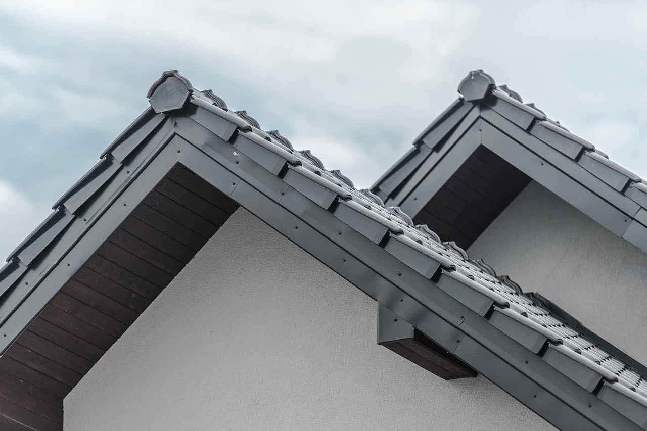 Close-up of a modern roof with gray shingles in Redlands, CA.